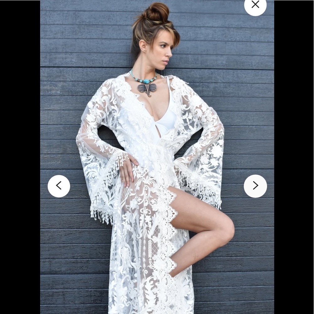 Gorgeous White Lace Cover up dress - Hand made - New - Size 2